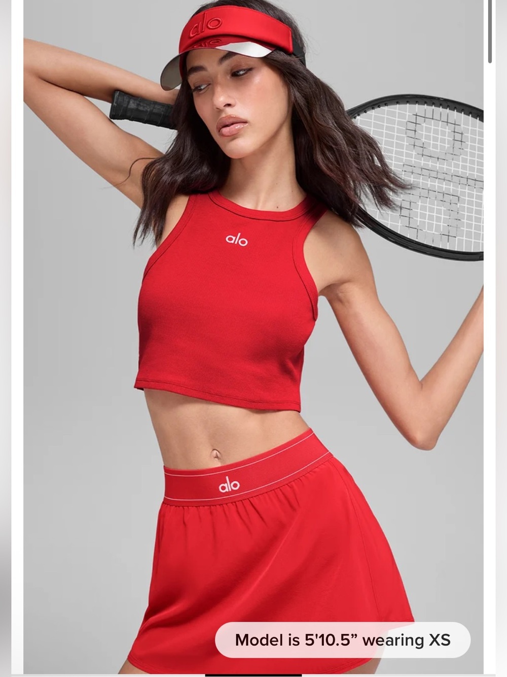 ALO Yoga Bright Red Hot Match Point Athletic Skirt Built-in Shorts XS